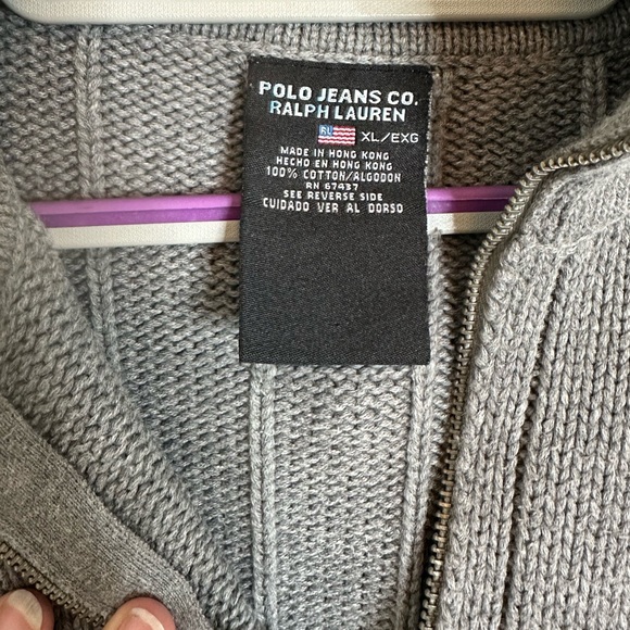 Polo Jeans Co Ralph Lauren Half Zip Gray Sweater - Picture 3 of 5